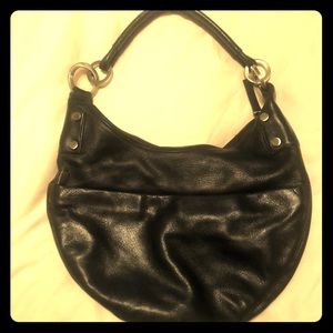 Perkins Black leather hobo shoulder bag